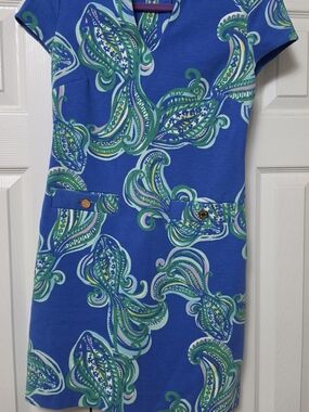 Lilly Pulitzer Blue Paisley-Print Short Sleeve Shift Dress